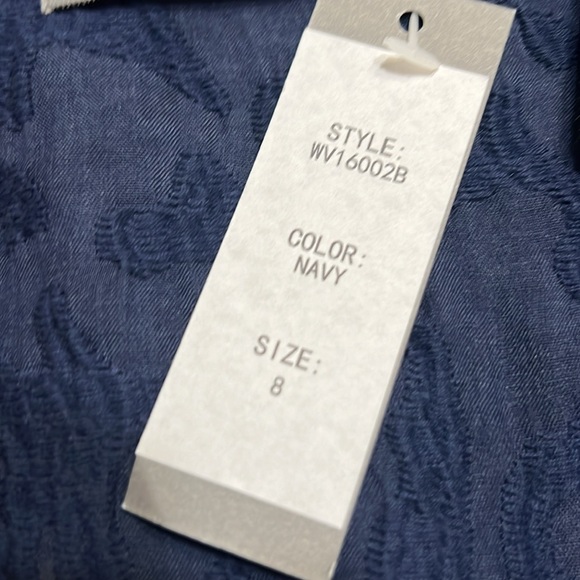 209 wst38 100% Linen Navy Blue Button Up Semi Sheer Tunic Top Sz 8 NWT - Picture 5 of 11